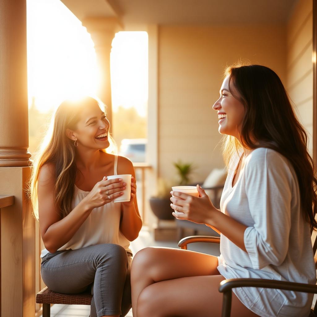 Amigas conversando enquanto compartilham um café